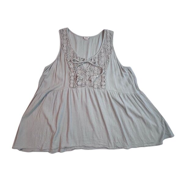 Eyeshadow Blouse Womens 2X Light Blue Cottagecore Tassels Fairy Lace Peplum Tank - Picture 6 of 10